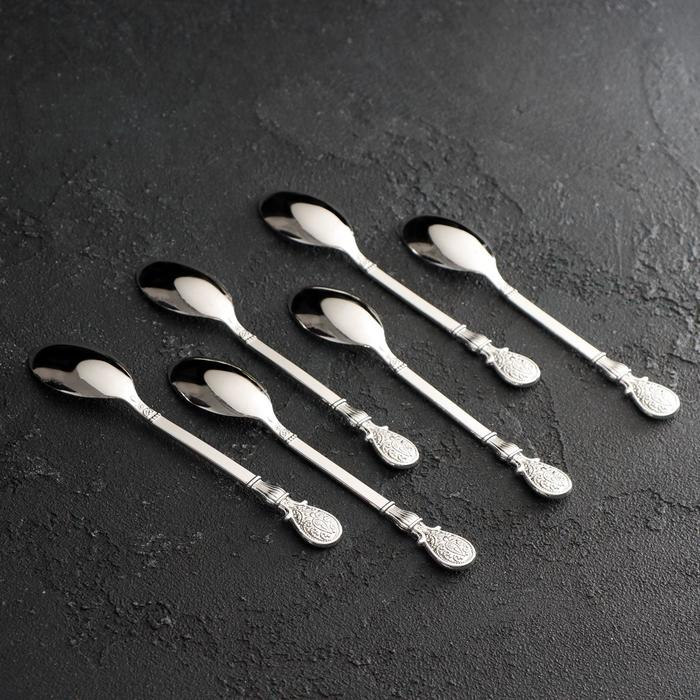 Набор ложек на подставке Magistro &laquo;Серебряный лебедь&raquo;, 6 шт, цвет серебряный