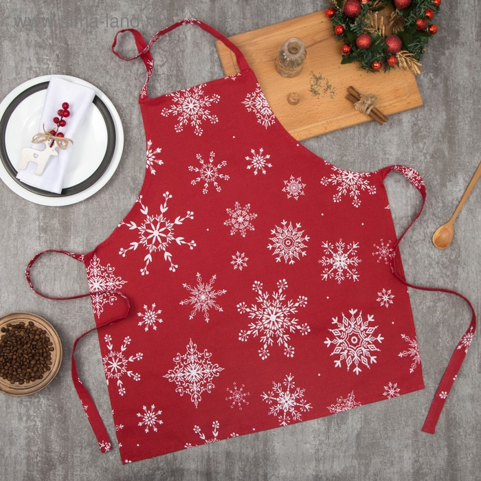 Фартук &laquo;Доляна&raquo; Белые снежинки 60х65 см, 100% хлопок, 164 г/м2