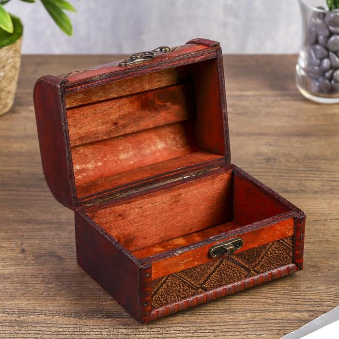 Шкатулка дерево сундучок с ручкой Шкатулка дерево сундучок с ручкой "Ромбы" 9,4х13,8х9,7 см, МИКС