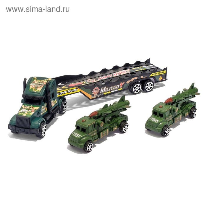 Грузовик инерционный &laquo;Тягач&raquo;, с 2 машинами, цвета МИКС