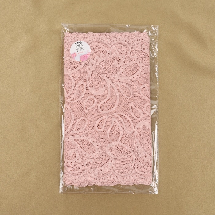 Кружевная эластичная ткань, 235 мм &times; 2,7 &plusmn; 0,5 м, цвет розово-бежевый