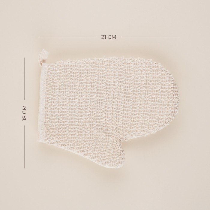 Мочалка - варежка массажная SL Home &laquo;Ортика&raquo;, крапива, хлопок, 21&times;18 см, цвет бежевый