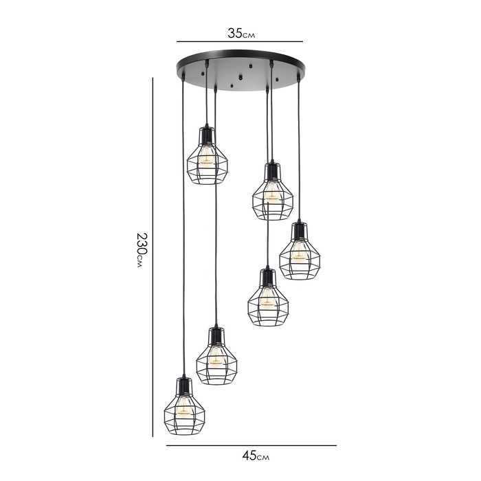 Светильник-каскад Светильник-каскад "Ортико" 6хЕ27 40Вт черный 45х45х230 см