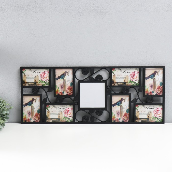 Фоторамка на 8 фото 10х15 см Фоторамка на 8 фото 10х15 см "Розы" чёрная 65,5х31 см