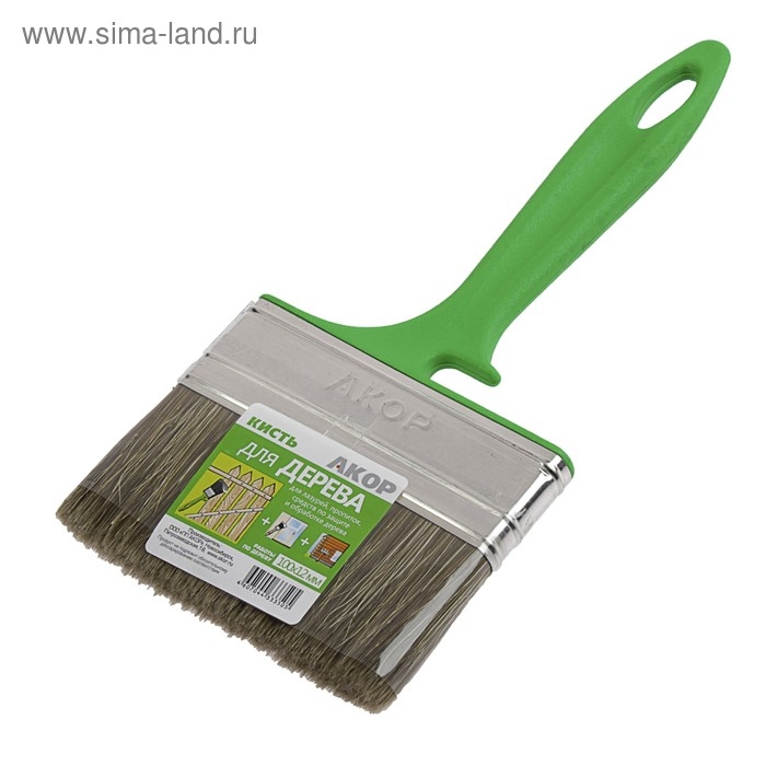Кисть плоская Кисть плоская "АКОР", 100х12 мм, ручка пластик, смешанная щетина, для дерева