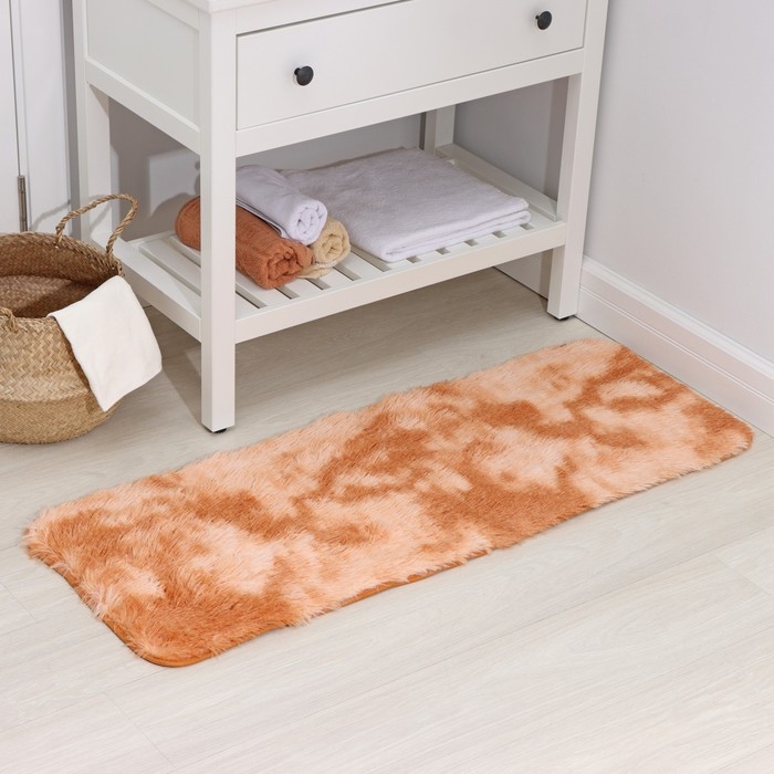 Коврик для дома Доляна &laquo;Зиг-заг&raquo;, 45&times;120 см, цвет коричневый