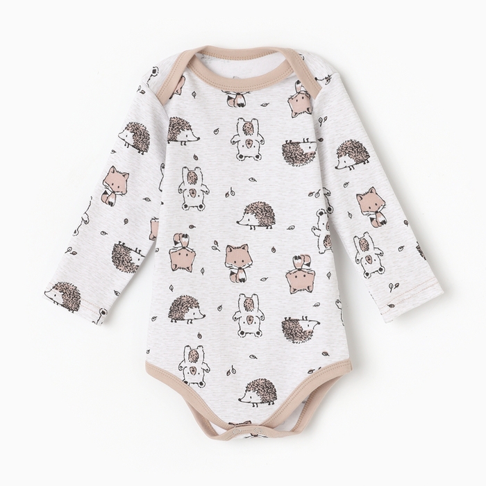 Боди детское, цвет бежевый/ёжики, рост 80 см