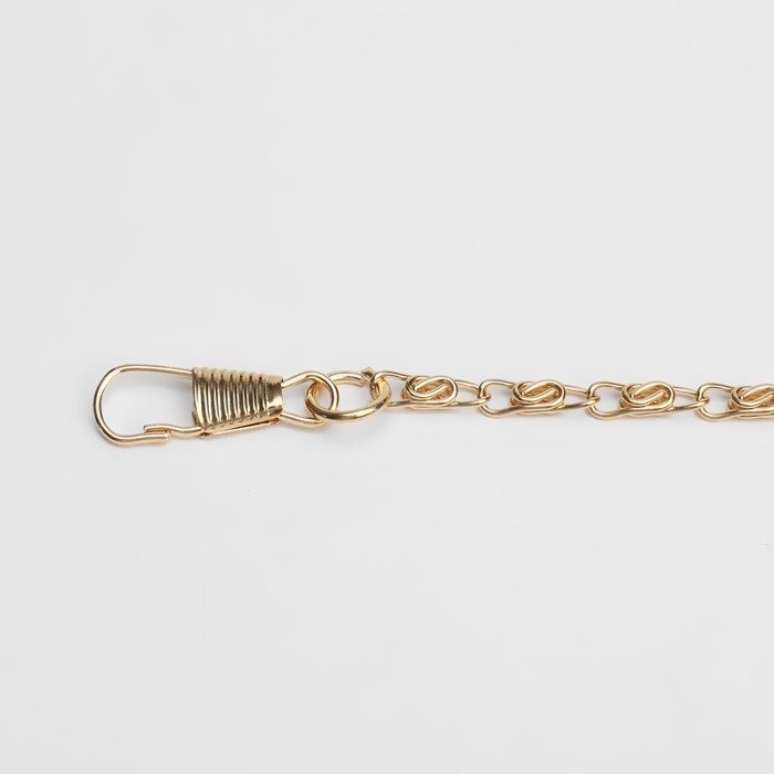 Цепочка для сумки, с карабинами, алюминиевая, 4 &times; 13 мм, 120 см, цвет золотой