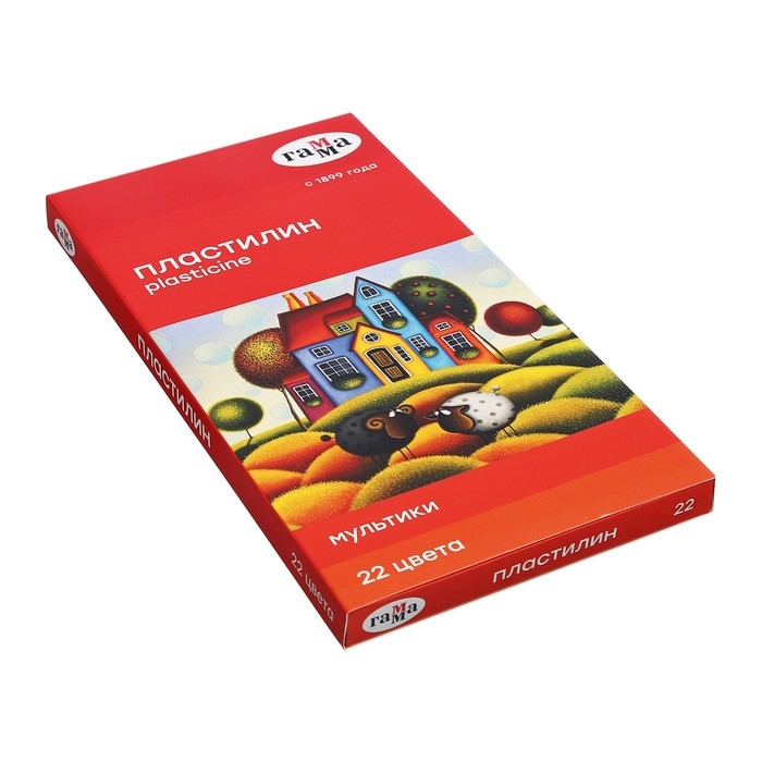 Пластилин 22 цвета 440 г, Пластилин 22 цвета 440 г, "Гамма" "Мультики", со стеком