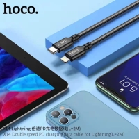 Кабель Hoco X14, Type-C - Lightning, 3 А, 1 м, быстрая зарядка, оплётка нейлон, чёрный