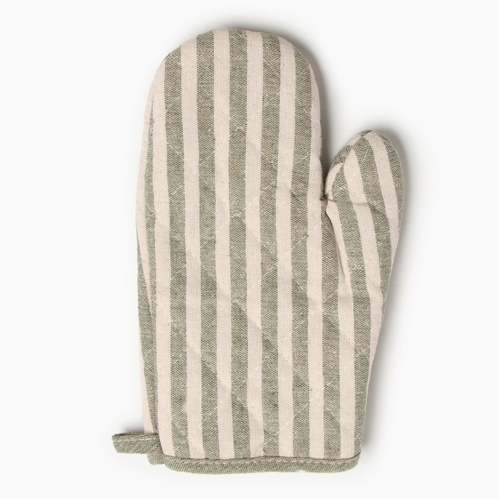 Варежка-прихватка Доляна Полоса цв.зеленый 25х17см,50% п/э 50% хл