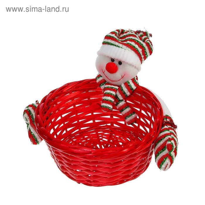 Конфетница &laquo;Снеговичок&raquo;, полосатая шапочка, вместимость 1000 грамм