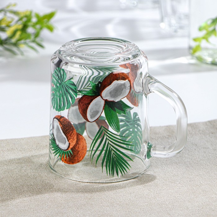 Кружка стеклянная для чая &laquo;Кокос&raquo;, 250 мл