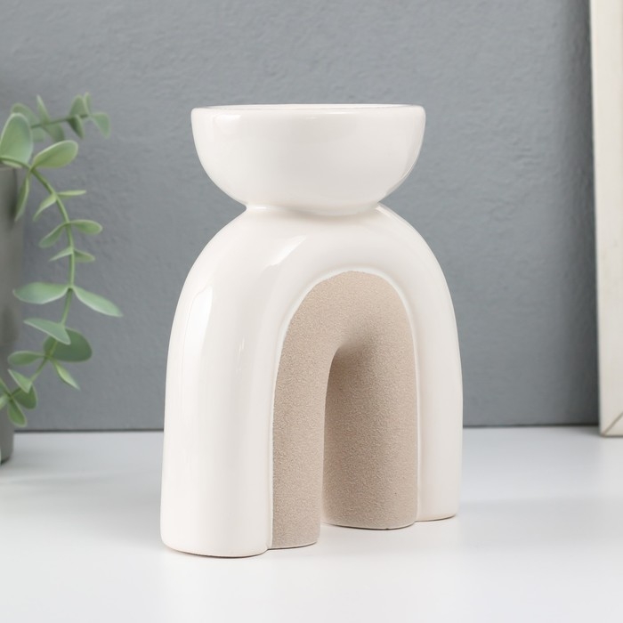 Подсвечник керамика на 1 свечу Подсвечник керамика на 1 свечу "Медуза" песочно-белый 11,7х8х15 см