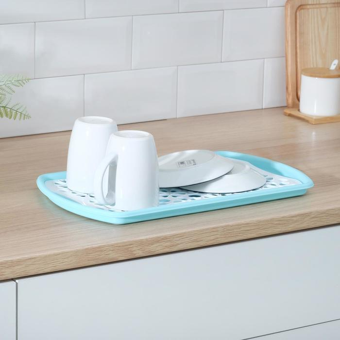 Поднос с вкладышем для сушки посуды, 40&times;24 см, цвет МИКС