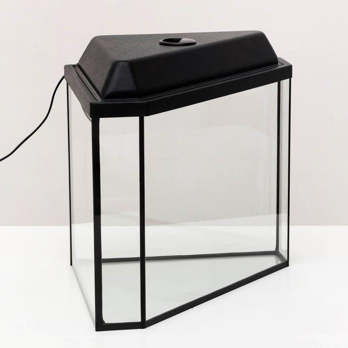 Аквариум Аквариум "Дельта" угловой с крышкой, 25 литров, 34 х 34 х 31/37,5 см, чёрный