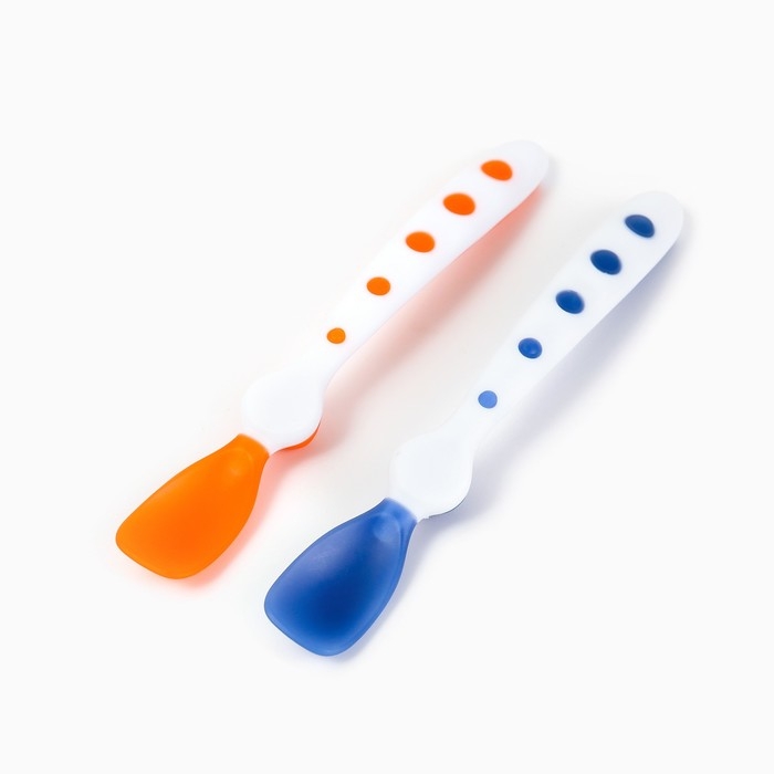 Набор термочувствительных ложек для кормления, 16,5см., 2 шт., цвет синий/оранжевый Набор термочувствительных ложек для кормления, 16,5см., 2 шт., цвет синий/оранжевый