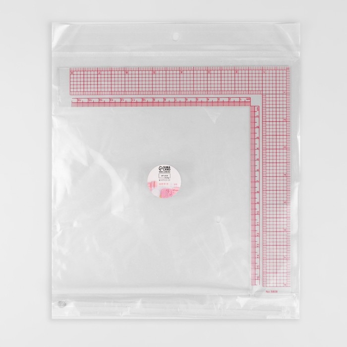 Линейка для кроя и шитья, 21,5 &times; 21,5 см, цвет прозрачный