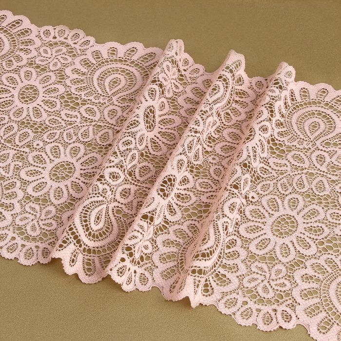 Кружевная эластичная ткань, 190 мм × 2,7 ± 0,5 м, цвет розово-бежевый Кружевная эластичная ткань, 190 мм × 2,7 ± 0,5 м, цвет розово-бежевый