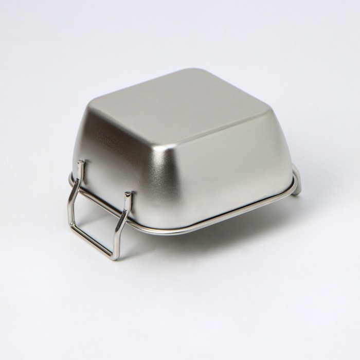 Противень из нержавеющей стали для подачи, 10×10×4,5 см, с ручками, цвет хромированный Противень из нержавеющей стали для подачи, 10×10×4,5 см, с ручками, цвет хромированный