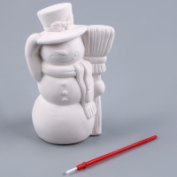 Новый год! Фигурка под роспись &laquo;Снеговик с метлой&raquo;, с кистью