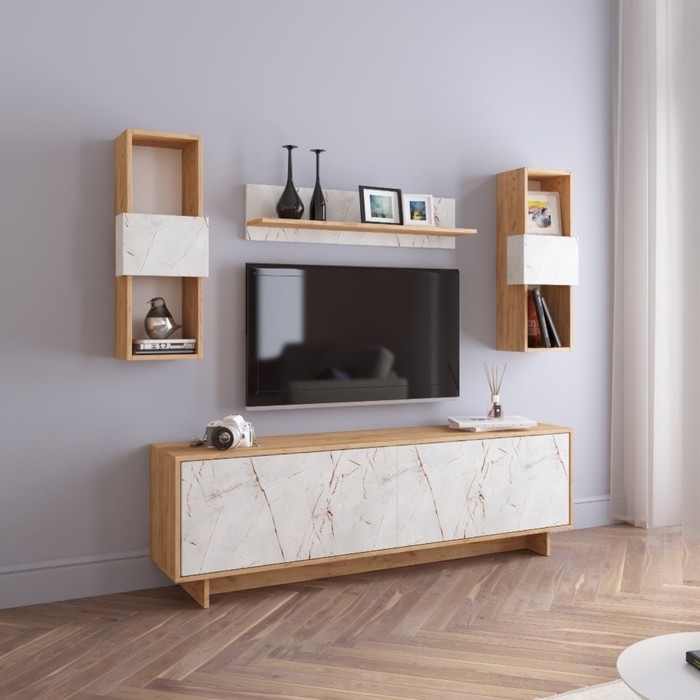 Гостиная Oskar mini, 1600х343х500, Дуб золотой/Каспий Светлый Гостиная Oskar mini, 1600х343х500, Дуб золотой/Каспий Светлый