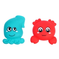 Резиновые игрушки, для купания в ванной, набор, с сачком, МИКС Резиновые игрушки, для купания в ванной, набор, с сачком, МИКС