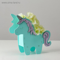 Кашпо деревянное 21.5×7×21 см уникальное "Единорог", тиффани сиреневый Кашпо деревянное 21.5×7×21 см уникальное "Единорог", тиффани сиреневый