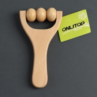 Массажёр &laquo;Барабан&raquo;, деревянный, 15 &times; 8 &times; 3 см, 3 шарика