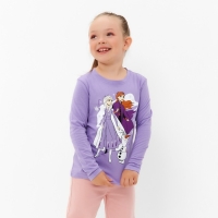 Футболка с длинным рукавом "Холодное сердце", Disney, рост 134-140, сиреневый Футболка с длинным рукавом "Холодное сердце", Disney, рост 134-140, сиреневый