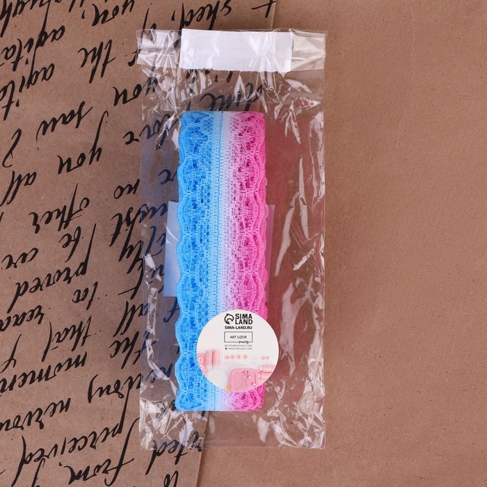 Кружево капроновое &laquo;Градиент&raquo;, 28 мм &times; 10 &plusmn; 1 м, цвет розовый/голубой №5