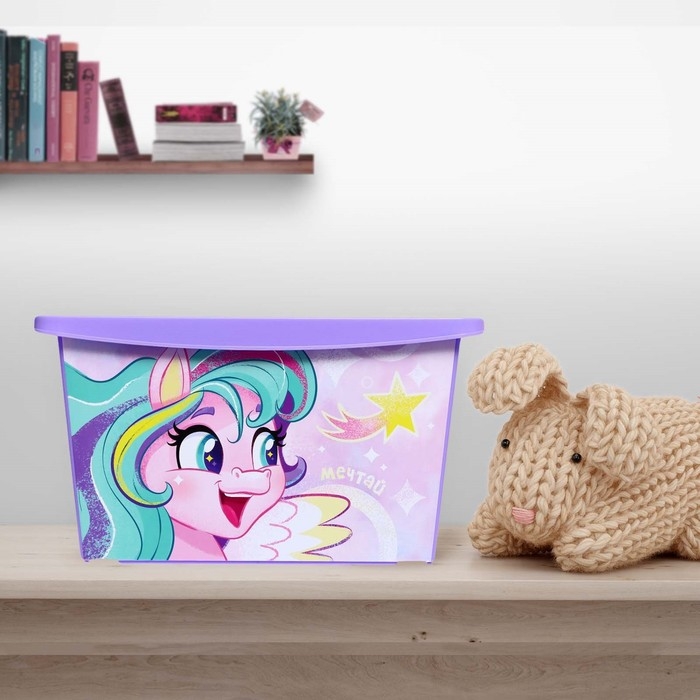 Ящик для игрушек с крышкой, «Радужные единорожки», объём 30 л, цвет сиреневый Ящик для игрушек с крышкой, «Радужные единорожки», объём 30 л, цвет сиреневый