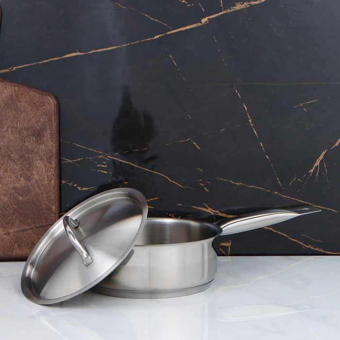 Сотейник, 1,2 л, d=16 см, h=6 см, металлическая крышка, капульное дно, индукция Сотейник, 1,2 л, d=16 см, h=6 см, металлическая крышка, капульное дно, индукция