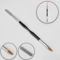 Кисть-шпатель для акрил-геля, лепесток, 21 см, ворс 7 &times; 17 мм, цвет чёрный/серебристый