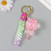 Брелок пластик с карабином, ремешком "Леденец с бантиком" водный с глиттером 4х4х6,5 см Брелок пластик с карабином, ремешком "Леденец с бантиком" водный с глиттером 4х4х6,5 см