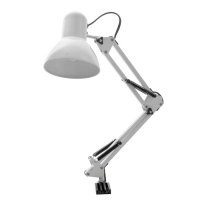 Лампа настольная Е27, h=55 см, шарнирная, на зажиме (220В) белая RISALUX Лампа настольная Е27, h=55 см, шарнирная, на зажиме (220В) белая RISALUX