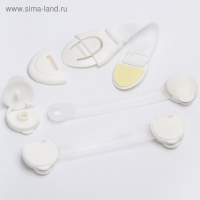 Набор блокираторов для дверей и ящиков, силикон, тканев, универсальные, 3 шт., цвет белый, Крошка Я Набор блокираторов для дверей и ящиков, силикон, тканев, универсальные, 3 шт., цвет белый, Крошка Я