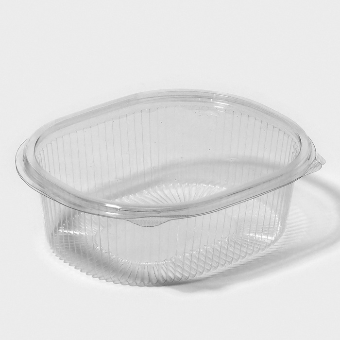 Контейнер пластиковый одноразовый с неразъёмной крышкой ПР-РКС-1000, 1 л, 17,5&times;14,9&times;7,9 см, 10 шт/уп, цвет прозрачный