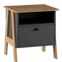 Тумба прикроватная Теодора, 480х421х515, Графит/Крафт золотой