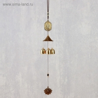 Музыка ветра металл "Ганеша на медальоне" 3 колокольчика 43 см Музыка ветра металл "Ганеша на медальоне" 3 колокольчика 43 см