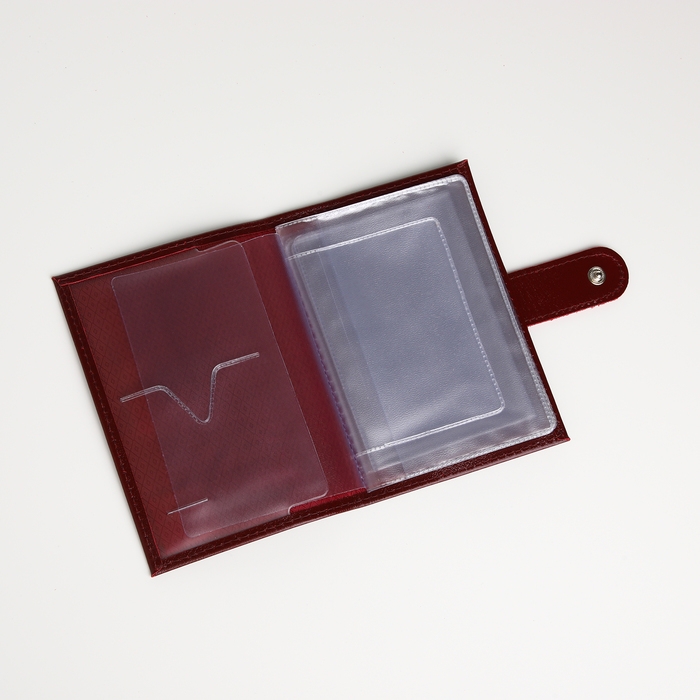 Обложка для автодокументов на кнопке, TEXTURA, цвет бордовый Обложка для автодокументов на кнопке, TEXTURA, цвет бордовый