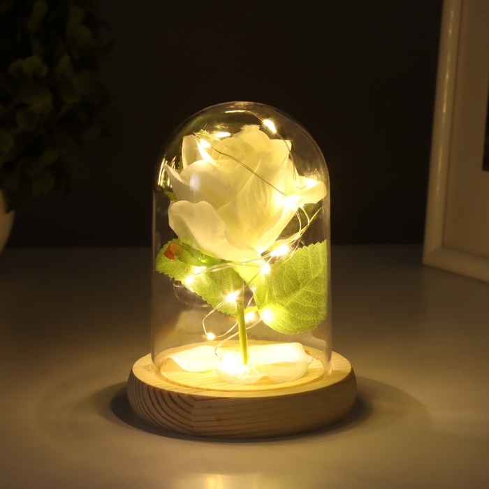 Ночник &laquo;Роза&raquo; LED 3хААА белый 9,5х9,5х14см