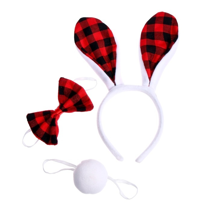 Карнавальный набор «Заяц», 3 предмета: ободок, бабочка, хвост Карнавальный набор «Заяц», 3 предмета: ободок, бабочка, хвост