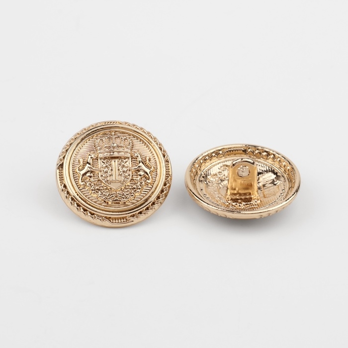 Набор металлических пуговиц на ножке «Корона», d = 20 мм, 5 шт, цвет золотой Набор металлических пуговиц на ножке «Корона», d = 20 мм, 5 шт, цвет золотой