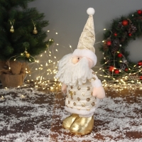 Мягкая игрушка "Дед Мороз цветочек" (59х21 см выдвинутые ножки) 40х21 см, золотисто-белый Мягкая игрушка "Дед Мороз цветочек" (59х21 см выдвинутые ножки) 40х21 см, золотисто-белый