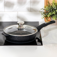 Сковорода &laquo;Гранит Star&raquo;, d=22 см, стеклянная крышка, антипригарное покрытие, тёмно-синий