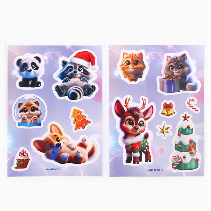 Подарочный набор новогодний, блокнот, наклейки 2 л и магнитные закладки 2 шт «Пушистый» Подарочный набор новогодний, блокнот, наклейки 2 л и магнитные закладки 2 шт «Пушистый»