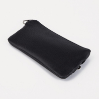 Ключница, длина 15 см, 2 отдела на молниях, 2 кольца, цвет чёрный