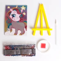 Алмазная мозаика с частичным заполнением на подставке для детей &laquo;Весёлый единорог&raquo;