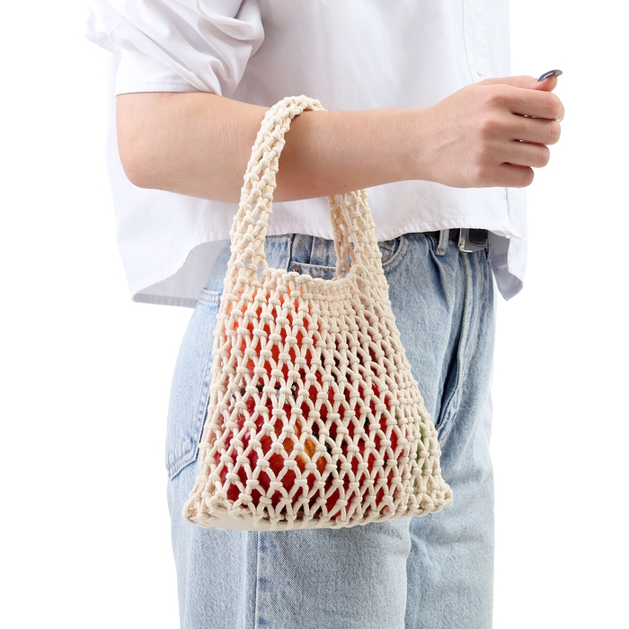 Авоська 20 х 30 см, ручка 10 см, клетка 1.5 см, белая